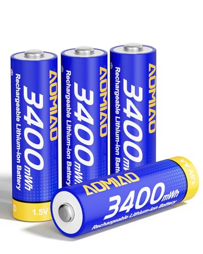ABOBOBO 4 Pack Rechargeable Lithium AA Batteries Li-ion Double A Battery