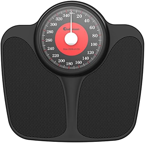 Adamson A23 Scales for Body Weight - Up to 350 LB, Anti-Skid Rubber Surface, Extra Large Numbers - High Precision Bathroom Scale Analog - Durable with 20-Year Warranty - New 2022