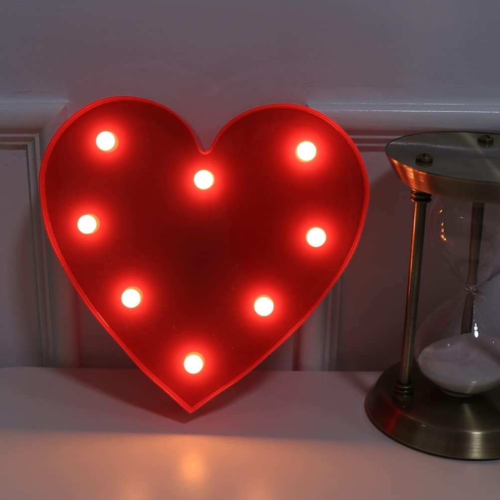 zhonghua Star Marquee Sign Lights, LED Marquee Letter Lights Sign Marquee Night Light for Kids Room Lamp Battery Operated (Red Heart)