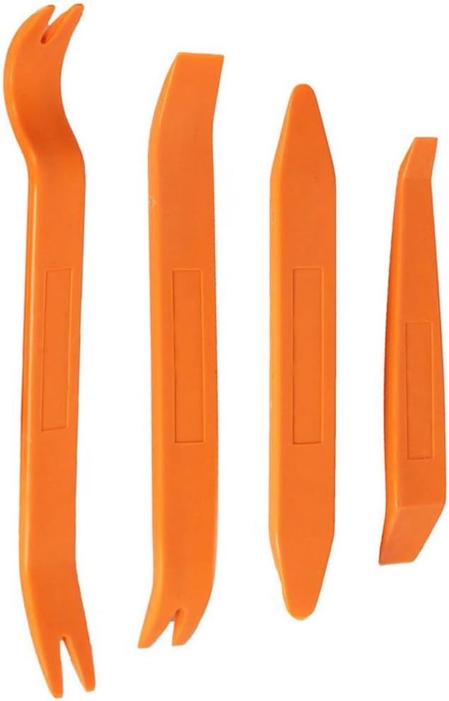 Gebildet 4st Bilborttagningsverktyg för Beklädnader, Bilinredning, ljud, Radiopanel, Instrumentbräda, Kraftig (orange)