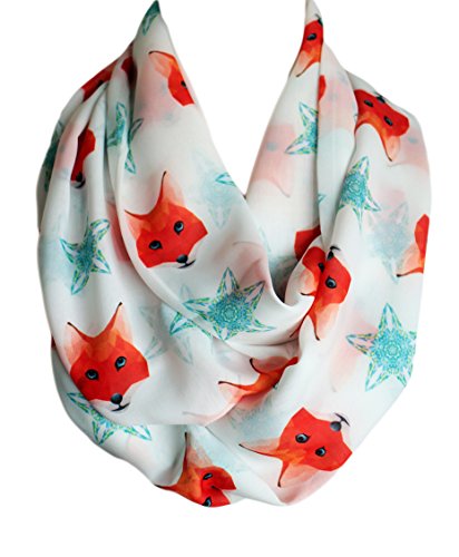 Etwoa Fox Head and Star Pattern Infinity Scarf