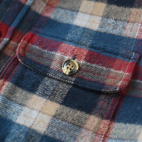 Image of Dubinik Mens Shacket Flannel Shirt for Men Lightweight Jacket Casual Plaid Coat with Warm Lining Long Sleeve Button
