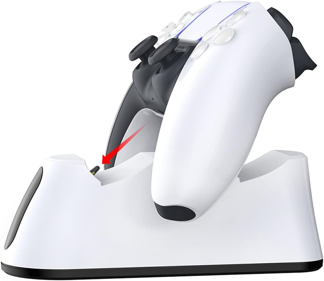 DERCLIVE Controller Charging Station Charger Dock Compatible with PS5 Controllers with LED Indicators White