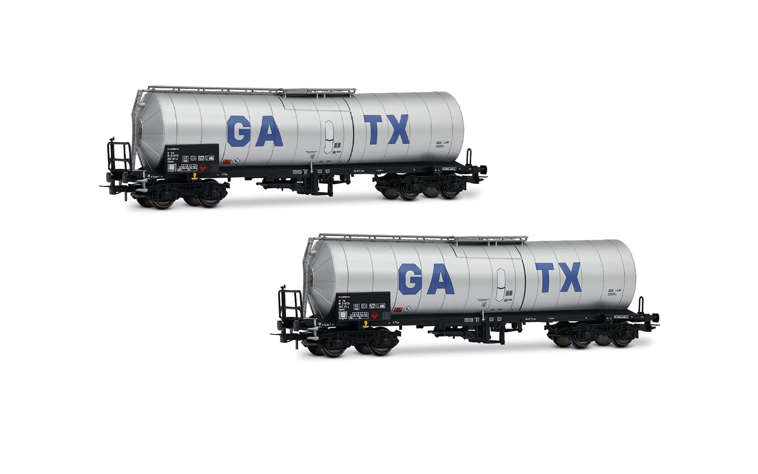 Rivarossi GATX, confezione da 2 carri cisterna isolati a 4 assi, livrea grigio chiaro con grande logo GATX, ep. VI