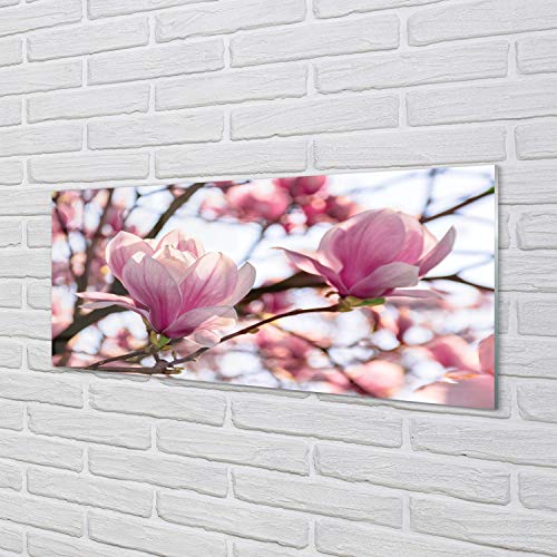 Tableau en verre acrylique 125x50cm aux motifs de fleurs de magnolia nature Tulup - 3