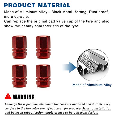 8Pcs Aluminum Tire Stem Valve Caps Universal Wheel Valve Stem Covers For Cars Trucks Motorcycles Suvs And Bikes Dustproof Tire Cap Hexagon Shape (Red) #TOP2