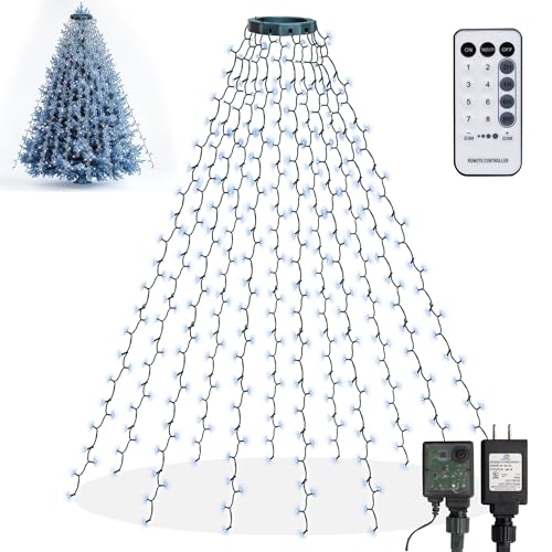 Dazzle Bright Christmas Tree Lights, 448 LED Waterfall Tree Topper
