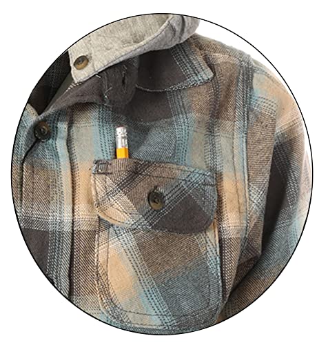 Gioberti Kids And Boys 100% Cotton Removable Hoodie Plaid Checkered Flannel Shirt, Blue/Gold, Size 4 #TOP3