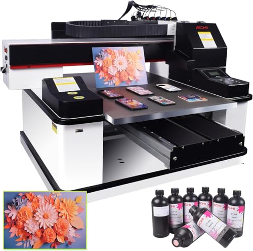6090 UV Printer Ovsuqu Flatbed Varnish UV Printer Working Area 23.6x35.4 inches with 3pcs Printhead