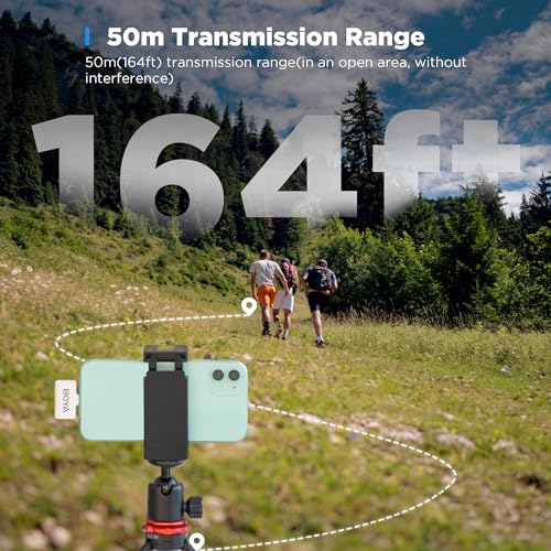 Image of BOYA Omic-D-W Wireless Lavalier Microphone for iPhone,Noise Cancelling iPhone Microphone Wireless with Magnetic Clip,18H Battery MFi Certified Lapel Microphone for iPhone /iPad Youtube Vlog Video-White