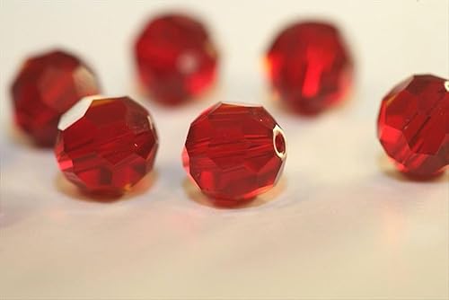 Miniatura 4 de Adabele - 100 cuentas de cristal redondas sueltas facetadas austriacas de 0.236 pulgadas, color rojo siam, compatibles con 5000 cristales de