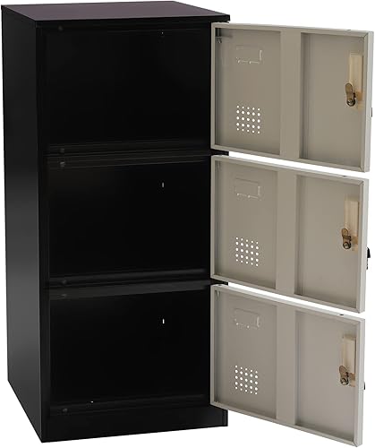 Miniatura 8 de DYRABREST Armario de almacenamiento de oficina de metal de 3 puertas, estilo industrial, armario de almacenamiento para el hogar, armarios con