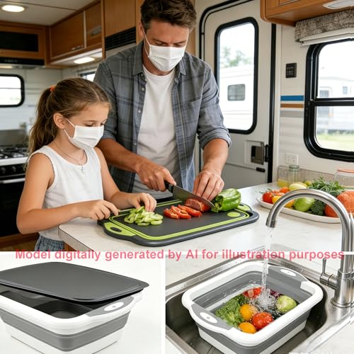 Tabla de Cortar Plegable 3 en 1 para Camping Gris miniatura 4