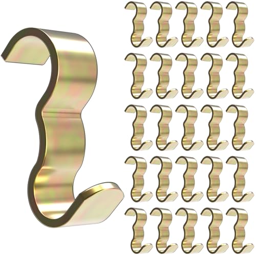 Image of 25 Pack Molding Hooks,Steel Picture Rail Hangers Hooks,Wide Picture Rail Molding Hooks (Gold)