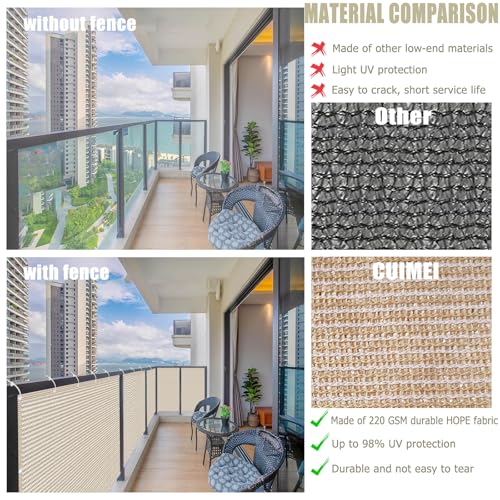 Brise vue balcon respirant 170x250 cache vue extérieur de jardin