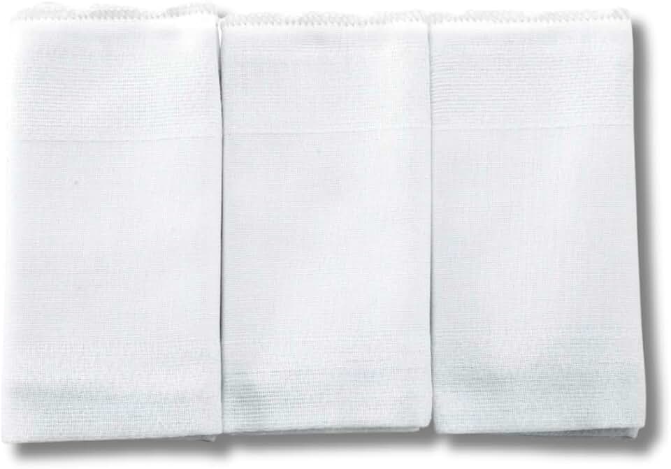 Kit 3 Panos de Boca Brancos para Bordar e Pintar – 100% Algodão 34x40cm – Com Faixa para Personalização – Acabamento Festonê – Liso e Macio para Bebê