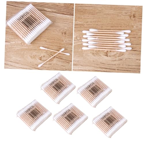 FOMIYES 500pcs Double Tipped Cotton Swabs with Sturdy Wooden Sticks Cotton Stick Swabs for Personal Care and Makeup of Each