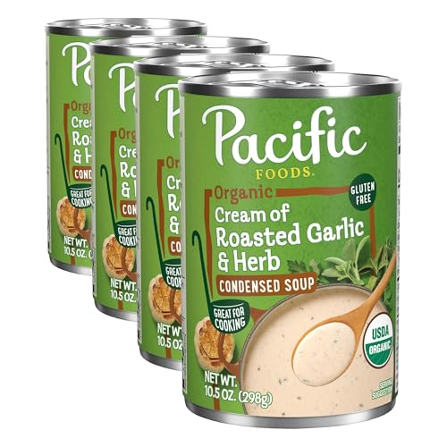 Image of Pacific Foods Organic Condensed Cream of Roasted Garlic and Herb Soup, 10.5 oz Can (Pack of 4)