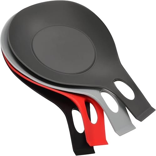 uxcell Soporte de cuchara de silicona, 7.68 x 3.74 pulgadas, resistente al calor, soporte para utensilios de cocina, espátula, soporte para encimera