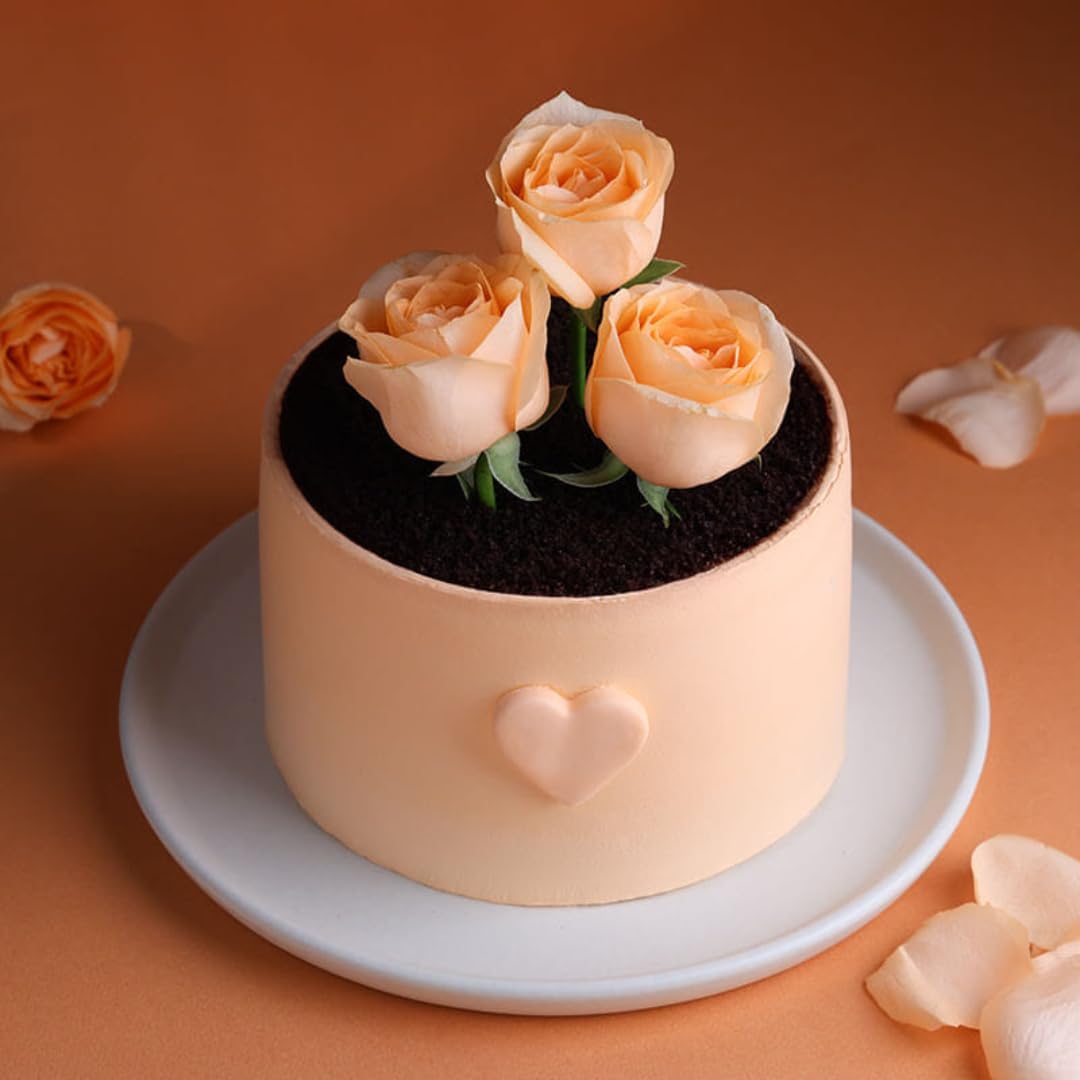 FlowerAura Delicious Fresh 1Kg Rose Topped Eggless Chocolate Cake For Birthday | Anniversary | Wedding | Mother's Day | Father's Day | Valentine's Day | Christmas | New Year (Same Day Delivery)-image-18
