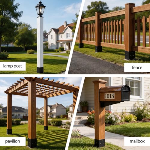 Image of 2 Pcs 16 inch 4x4 Fence Post Anchor Ground Spike (Actual:3.6 inchx3.6 inch), 4x4 Post Spike Black,Mailbox Post Anchor for Fences, Mailboxes,Pergolas,Patios,Birdhouses,Road Signs