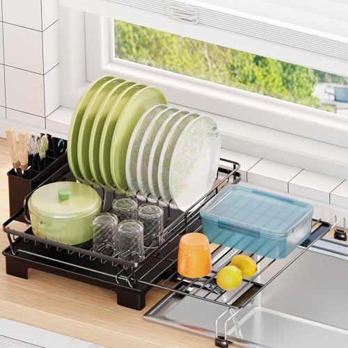 Simple Trending Dish Rack, Extendable Sink Dish Drying Rack for Kitchen Counter, Large Anti-Rust...