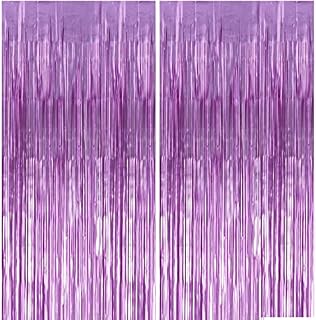 Eruinfang Tinsel Foil Fringe Curtains, 2pcs Party Backdrop Curtain Streamers Curtains Birthday Decorations String for Wedding, Purple, M