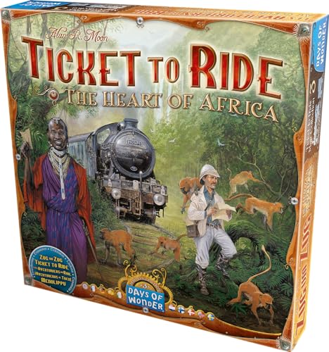 Ticket to Ride The Heart of Africa Board Game EXPANSION - Train Route Strategy Game, Fun Family Game for Kids & Adults, Ages 8+, 2-5 Players, 30-60 Minute Playtime, Made by Days of Wonder