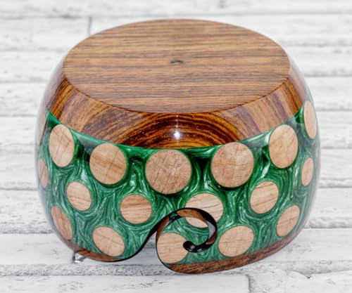 Image of Wooden Yarn Bowl for Knitting Yarn Bowl for Crocheting, Yarn Storage Bowl to Prevent Slipping, Wooden Yarn Holder, Best Gift for Crochet (#Design-2)