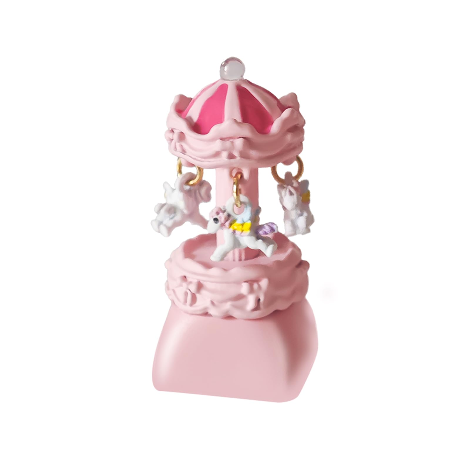 Cute Carousel Keycap, DIY Personality Handmade Keycap, Esc Replacement Bottom, Lovely Custom Keycaps for Cherry MX Switches Mechanical Keyboard (Pink Base)
