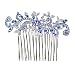 Faship Gorgeous Blue Crystal Floral Hair Comb - Blue