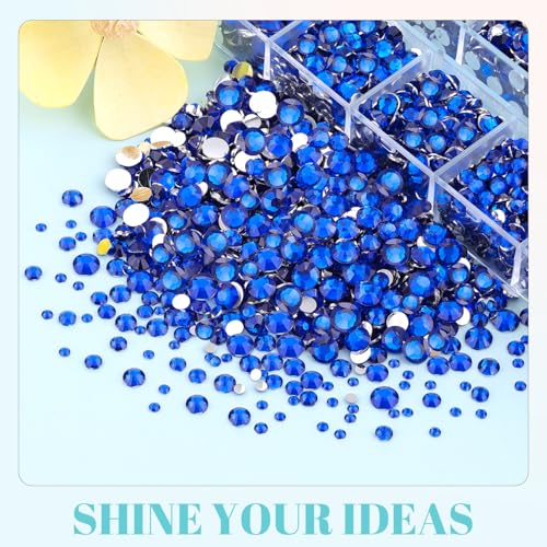 Image of 6100Pcs Royal Blue Rhinestones for Crafting with 2Pcs 10ml B7000 Jewelry Glue, 1 Box Flatback Crystals Diamond for Bedazzling Crafts DIY Nail Art Resin Gems for Clothing Shoes