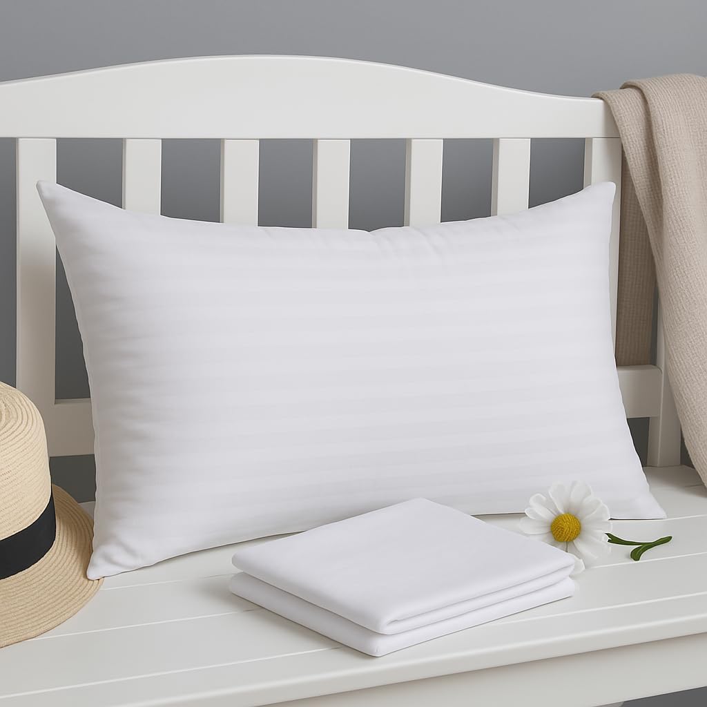 Bed Pillows King Size Soft & Supportive Microfiber Filled Pillow, 100% Cotton Comes with 100% Cotton Soft Pillowcase. (Set of 2 Pillow and 2 Pillowcase) King Size