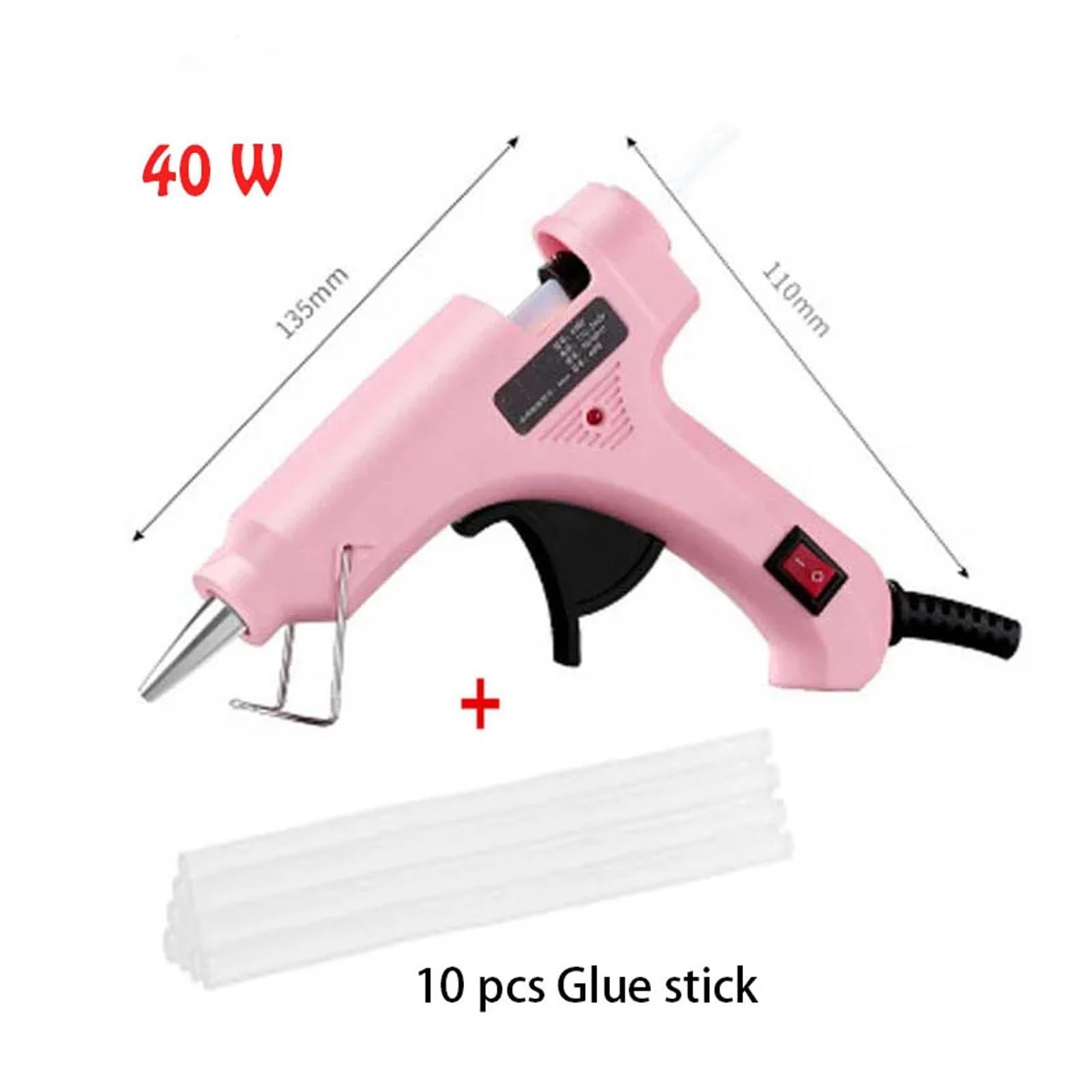 40W Pistolet Do Klejenia Na Gorąco Z 7mm Kleje W Sztyfcie Mini Pistolety Przemysłowe Temperatura Ciepła Termo Elektryczne Narzędzie Naprawy Gorące Szybkie Nagrzewanie(B)