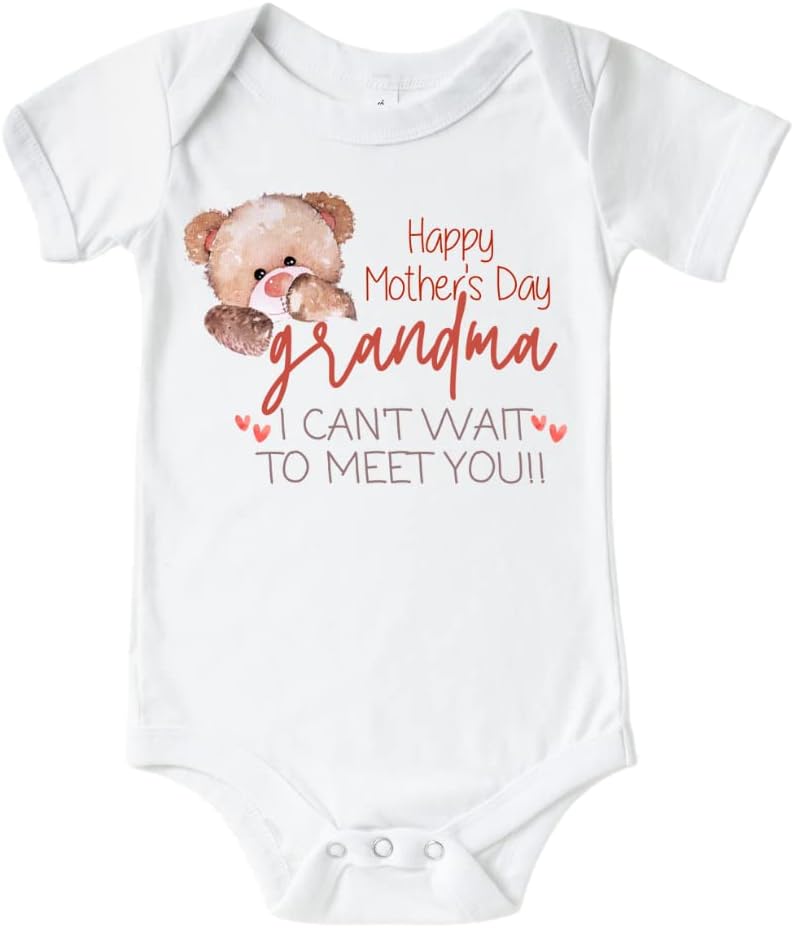 Happy Mothers Day Grandma Baby Announcement Onesie, Mothers Day Baby Announcement Gifts For Mother in Law. Pregnancy Announcement Mother's Day 2023. Surprise Mothers Day Baby Reveal Gift.