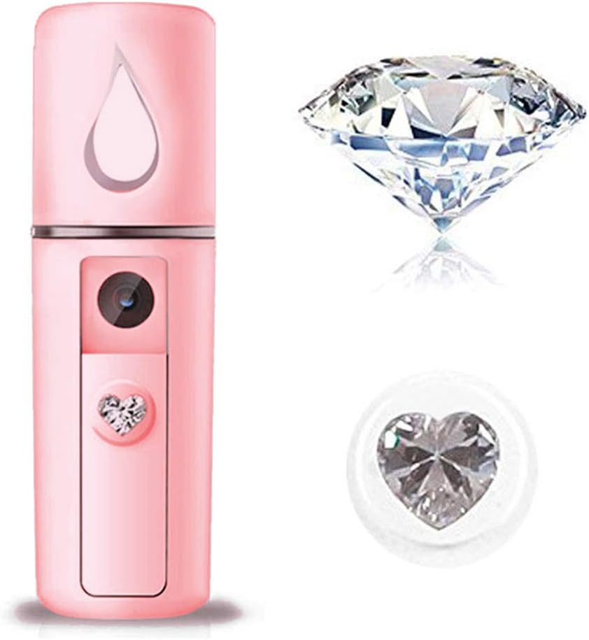 Nano Facial Steamer Mist Spray Eyelash Extensions Cleaning Pores Water SPA Moisturizing Hydrating Face Sprayer USB Rechargeable Mini Beauty Device (Pink)