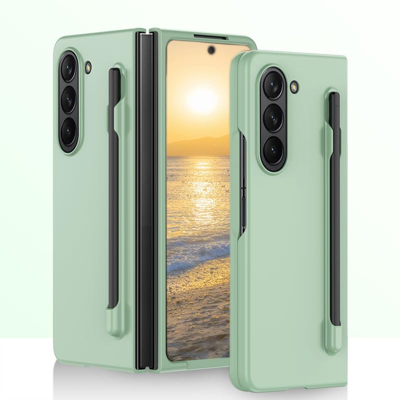 HOULEE for Samsung Galaxy Z Fold 6 Case with S Pen Skin Friendly Z Fold 6 Phone Case with Pen Holder Folding Shockproof Full Protective PC Wireless