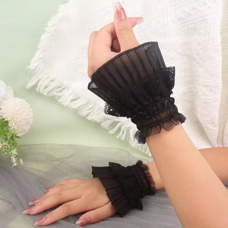 AUOCATTAIL Hand Sleeve Wrist Cuffs Floral Lace Elastic Wedding Party Decoration Accessories2