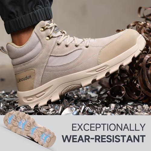 Image of Steel Toe Boots for Men Lightweight Work Boots for Men High Top Safety Boot with Kevlar Puncture-Resistant Midsole Comfortable Industrial Work Shoes Splash-Proof Botas De Trabajo para Hombre