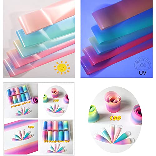 Xeaohesy 10 Rolls Fluorescent Aurora Color Nail Foils Nail Art Transfer Stickers Kit Colorful Neon Nail Foil Stickers Gradient Iridescent Transfer Sheets Foil Nail Wraps For Nail Art Supplies #TOP3