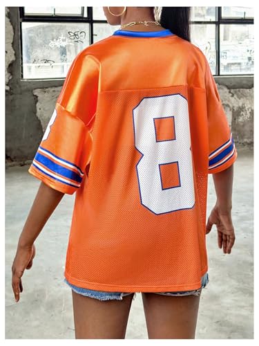 SOLY HUX Girl's Y2k Jersey Shirts Mesh Number Graphic Tees V Neck Half Sleeve Oversized T Shirt Tops2