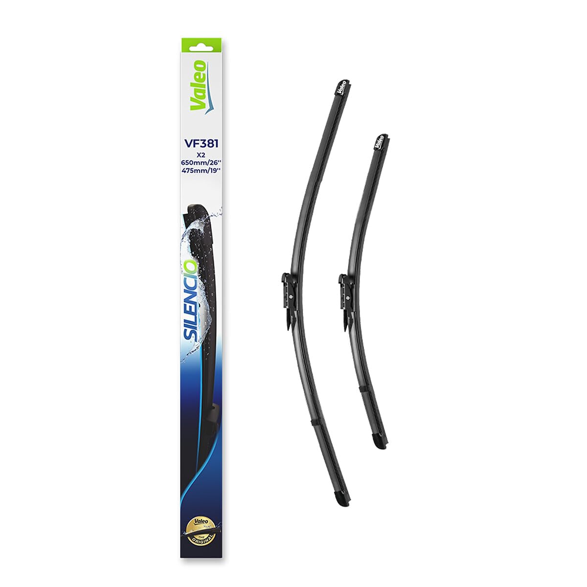 VALEO Silencio Wycieraczki - VF381 - Zestaw Wydajnych, Zapewniajacych Doskonala Widocznosc na Drodze, latwych w Montazu Oryginalnych Plaskich Wycieraczek 650mm/475mm - Przód - Zestaw 2 szt. - 574481