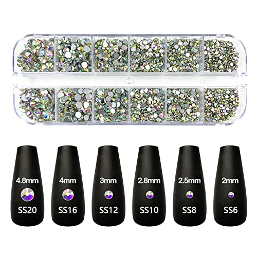 2640 Pcs Nail Art Rhinestones - Flat Back Multi-Shaped & Round,Crystals For Face Gems, Nail Art, Craft Decorations With Picker Pencil And Tweezers. (120 Crystals+2520 Clear Ab Rhinestones) #TOP2