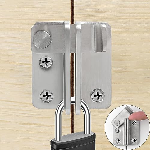 Litensh Shed Lock Gate Lock Gate Latch Padlock Hasp Stainless Steel Flip Door Bolt Latch Lock for Wooden Gates Garden Cupboard Pet Cage Silver - Image 2
