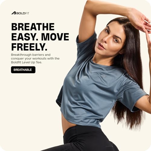 Image of Boldfit Tshirt for Woman Relaxed fit Gym Tshirt for Women Workout Lightweight t Shirt for Woman Workout Women t Shirt Round Neck t Shirts for Ladies Gym Dress