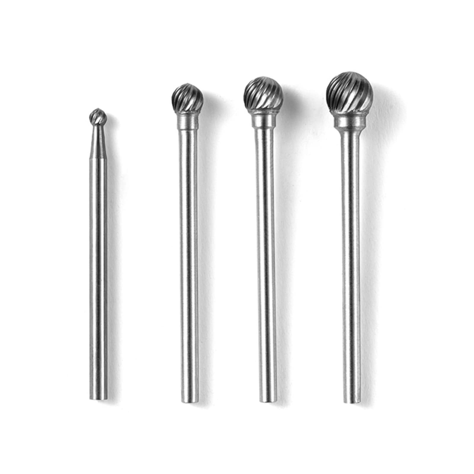 Luo ke 4 Pcs Ball Shape Aluminum Cutting Burr Set - 3/32'' Shank Tungsten Carbide Engraving Bits Ball Burs For Rotary Tool Include Dremel (D Type