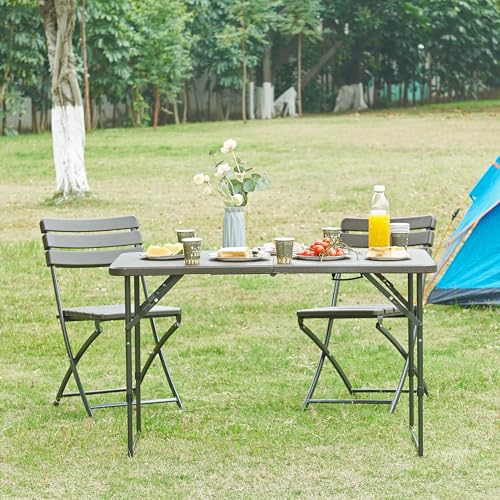 Table de camping pliante gain de place et réglable pour petit balcon