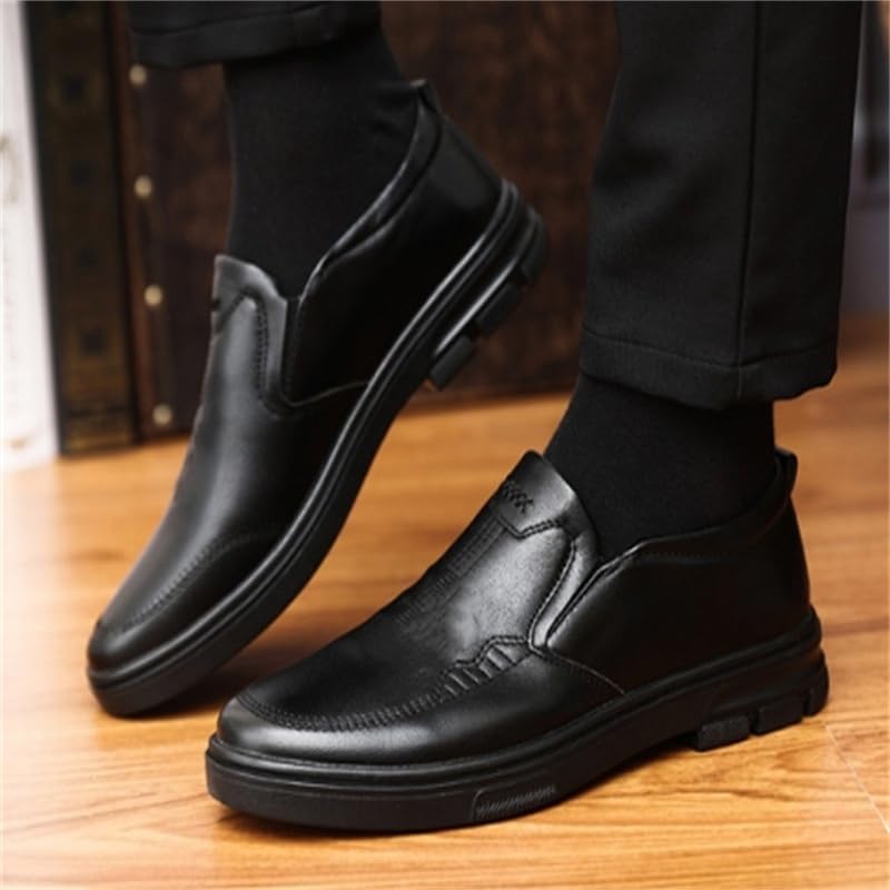 Men's Business Shoes Non-Slip Elderly Shoes Round-Toed Flat-Soled Casual Shoes for Men(D,10)3