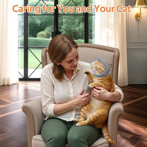 Image of Adjustable Cat Muzzle for Grooming and Biting Prevention, Breathable TPU Material with 4 Anti-Scratch Gloves for Nail Trimming Bathing Vet Visits