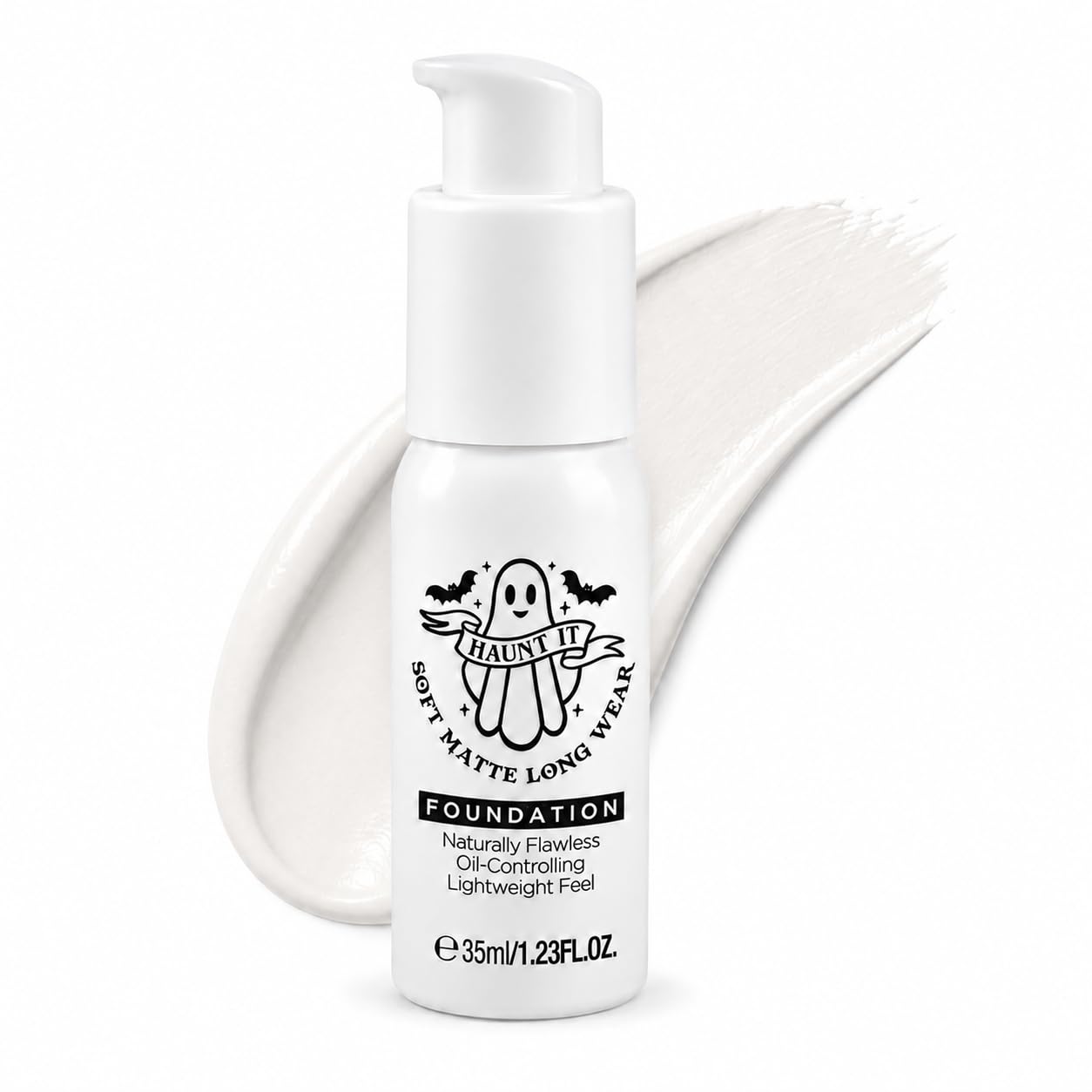 White Foundation Makeup, White Face Paint Liquid Foundation for Halloween, Full Coverage Soft Matte Long Wear Oil Control Pale Base for Goth Clown Vampire Ghost Skeleton Cosplay Costume, 1.23 Fl Oz